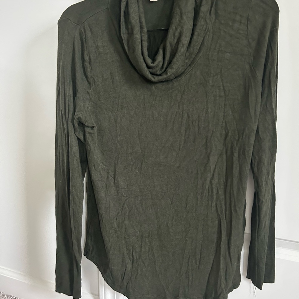 Olive Green Cowl Neck Long Sleeve Top
